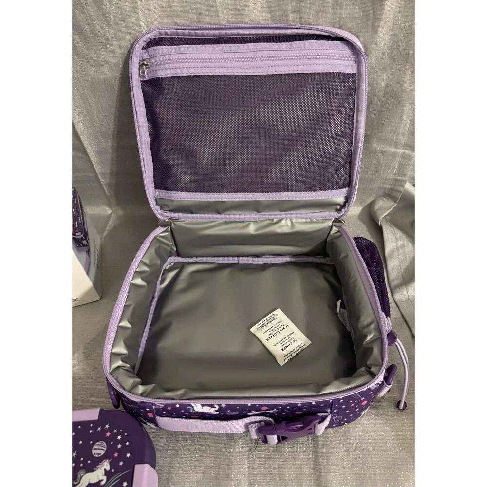 Bentgo Kids 2-Piece Lunch Set, lunch box & insulated lunch bag Unicorn Purple